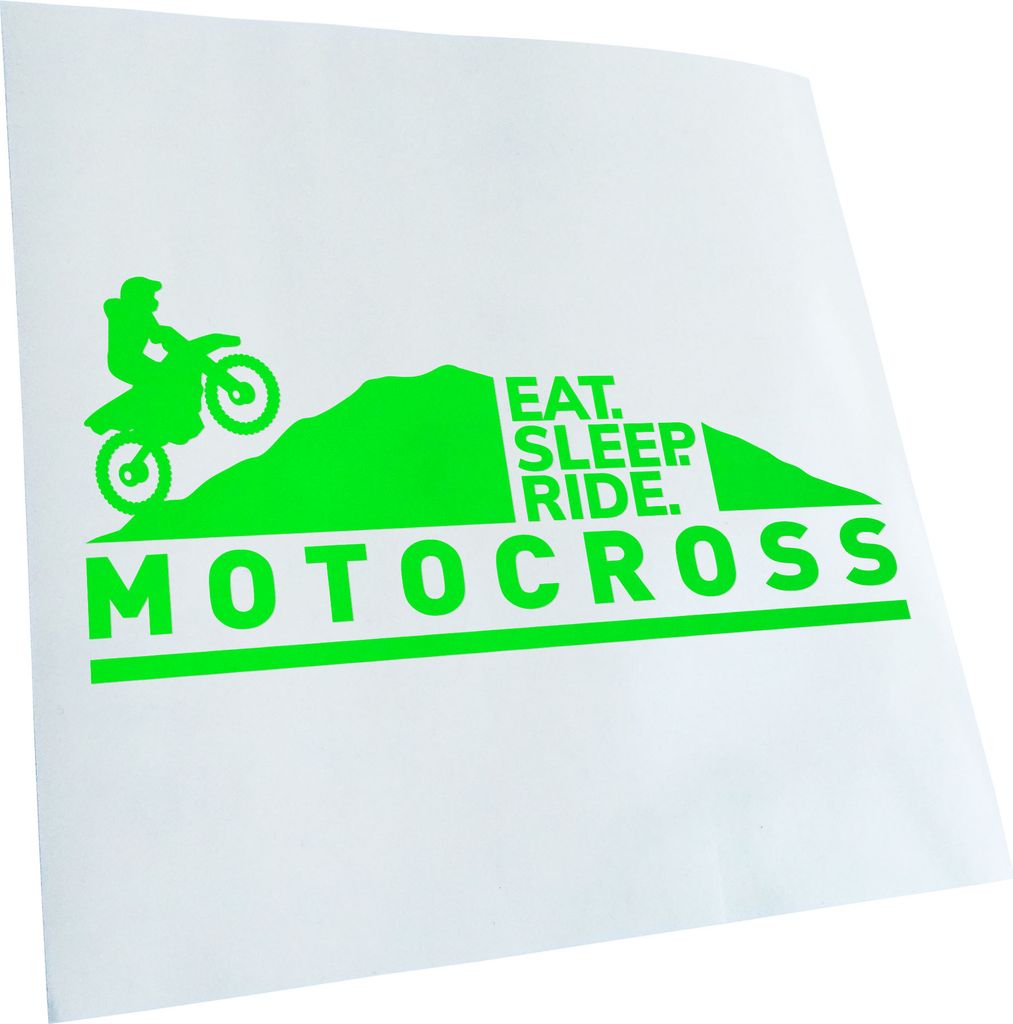Kiwistar - Autoaufkleber - Motocross eat sleep ride - Lindgrün - 20x9cm - Aufkleber für Auto, Laptop, Fahrrad, LKW, Motorrad mehrfarbig JDM Decal...