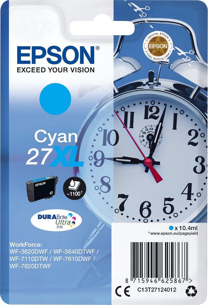 Epson DURABrite Ultra Ink 27 XL Tintenpatrone cyan        T Produktbild 