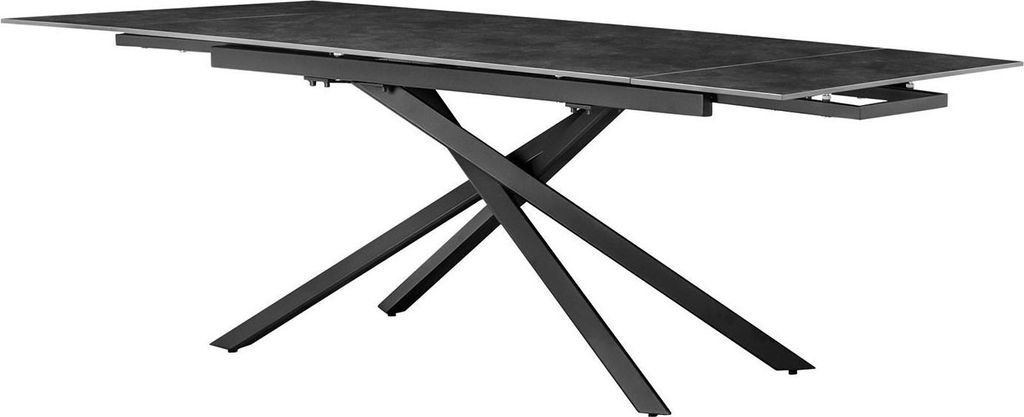 Esstisch - 160 x 90 cm - Anthrazit - Schwarz - Glas - Metallgestell