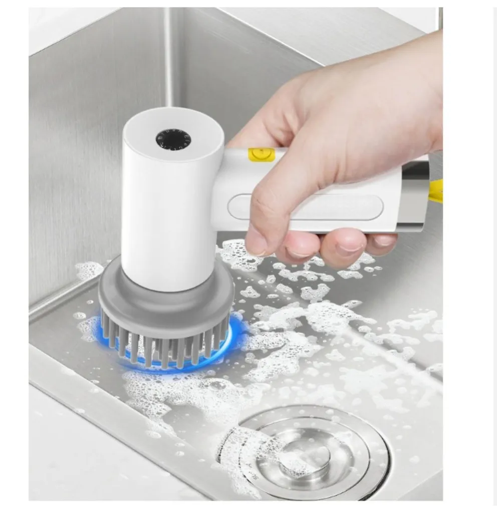 Brosse électrique pour vaisselle et cuisine rotative 360 Blanc 18cm - 5