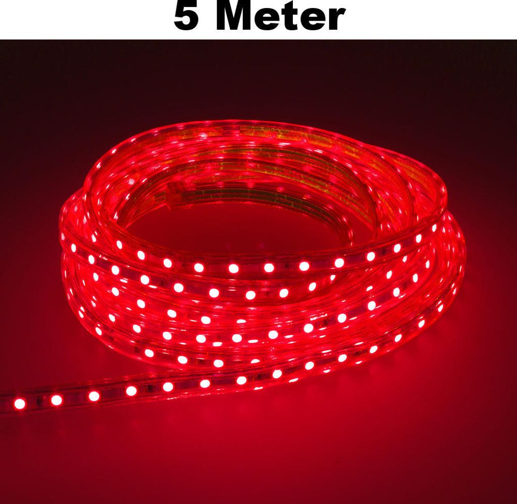 Leuchtstreifen SMD2835 60 LED/Meter LED Strip Stripe Lichtleiste Lichterkette Lichtband Lichtstreifen Band Rot 5 Meter Länge Komplett Set