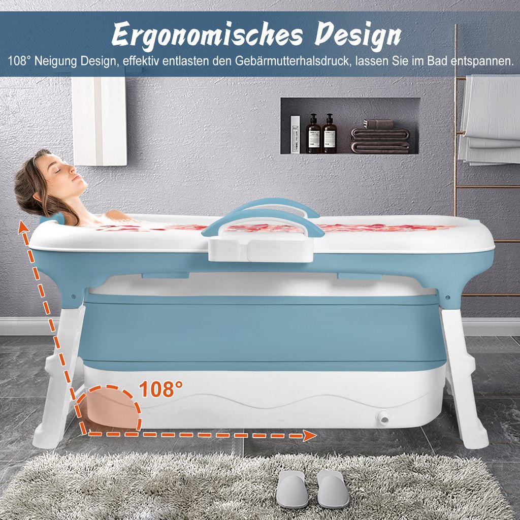 YUENFONG Skládací vana XXL 128 x 62 x 52 cm, ideální do Obrázek produktu 5