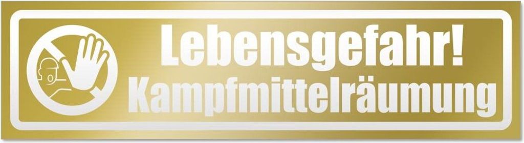 Kiwistar Lebensgefahr! Kampfmittelräumung invertiert Magnetschild Schild magnetisch - 45cm Gold - Magnetfolie für Auto PKW Kfz