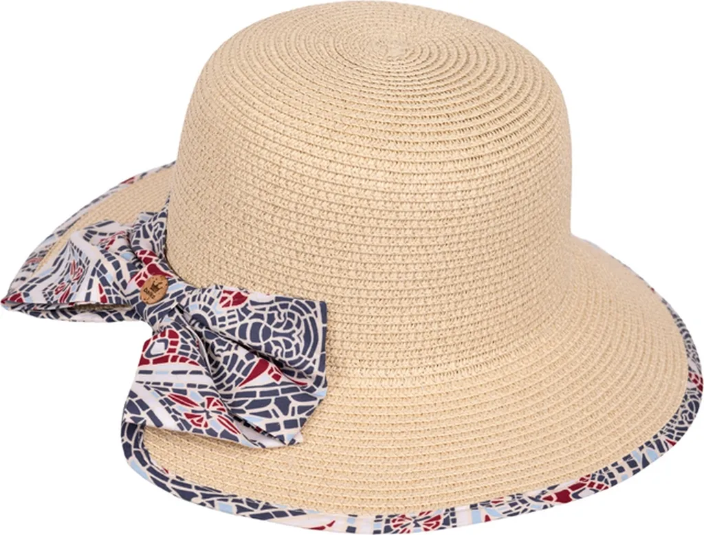Chapeau Cloche Balke Ludique à Large Bord et Nœud Élégant en Paille