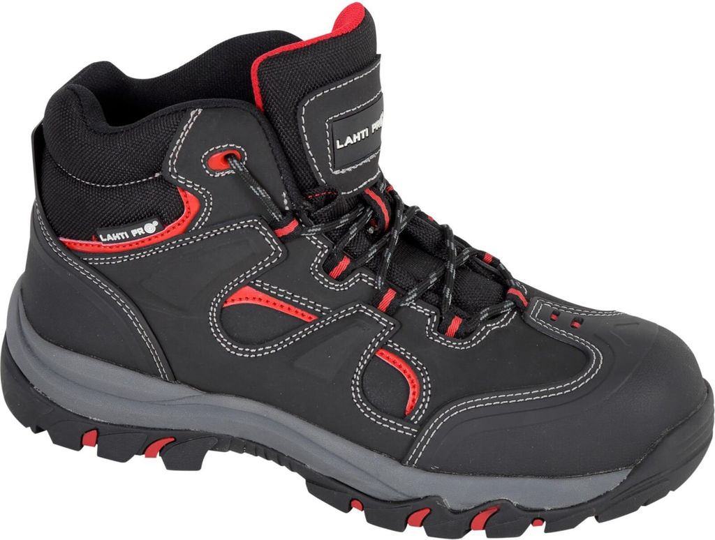 Nubuk-Stiefel, Schwarz-Rot, S3 Sra, "39", Ce, Lahti