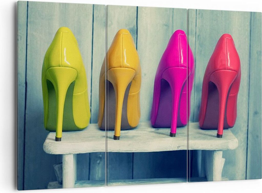 Bild auf Leinwand - Leinwandbild - Schuhe farbig klassisch Mode - 165x110cm - Wand Bild - Wanddeko - Leinwanddruck - Bilder - Kunstdruck - Wanddeko...