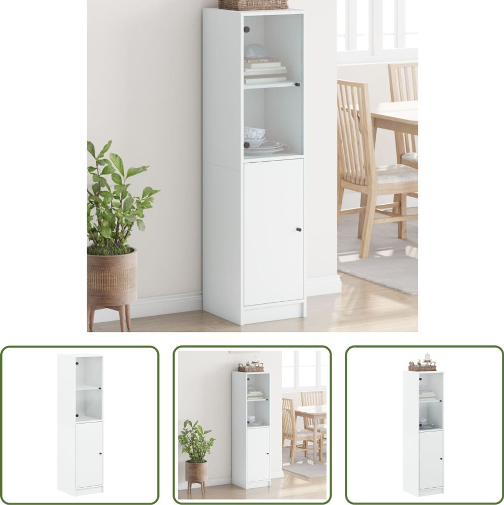 The Living Store Highboard mit Glastür Weiß 35x37x142 cm