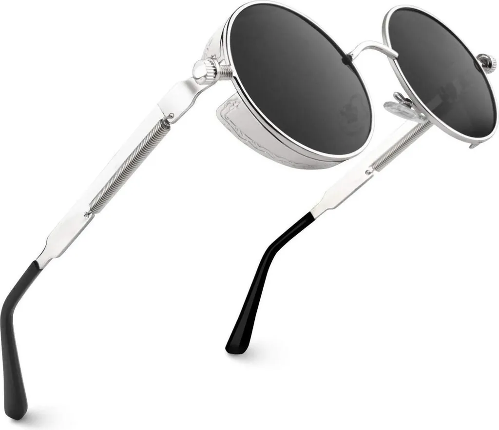 CGID Occhiali da sole tondi retrò Polarizzati Vintage Steampunk Protezione UV400