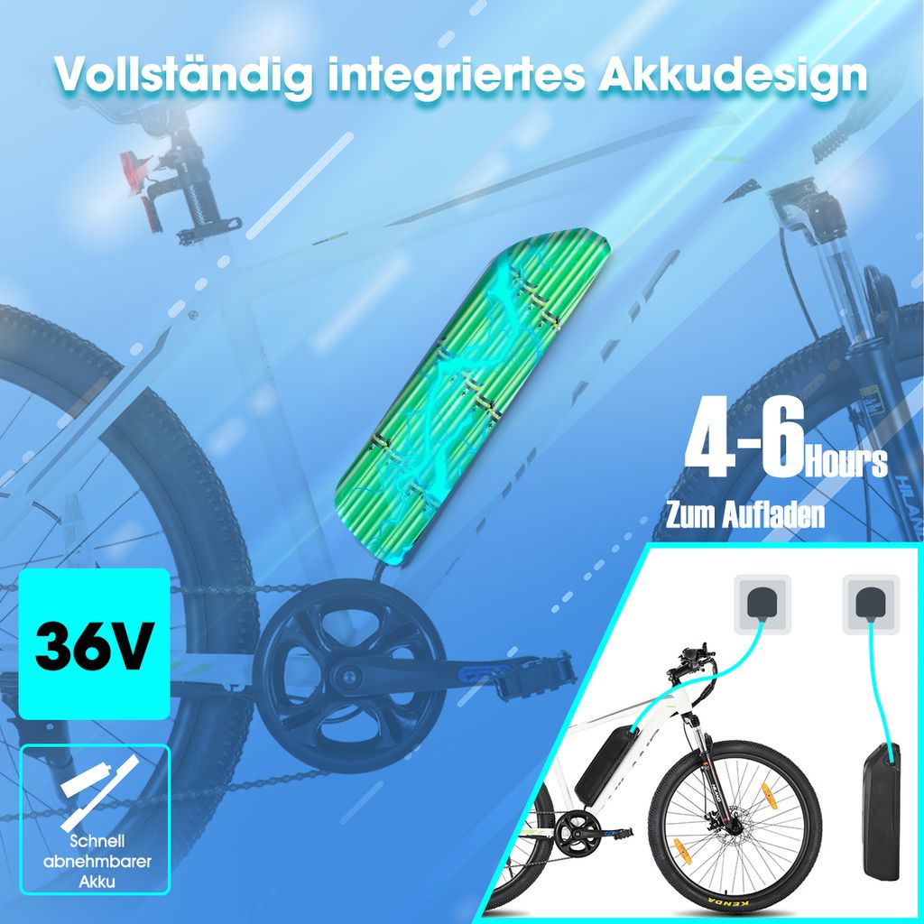 Hiland 26 Zoll Herren Damen Elektrofahrrad, 7 Gang Produktbild 6