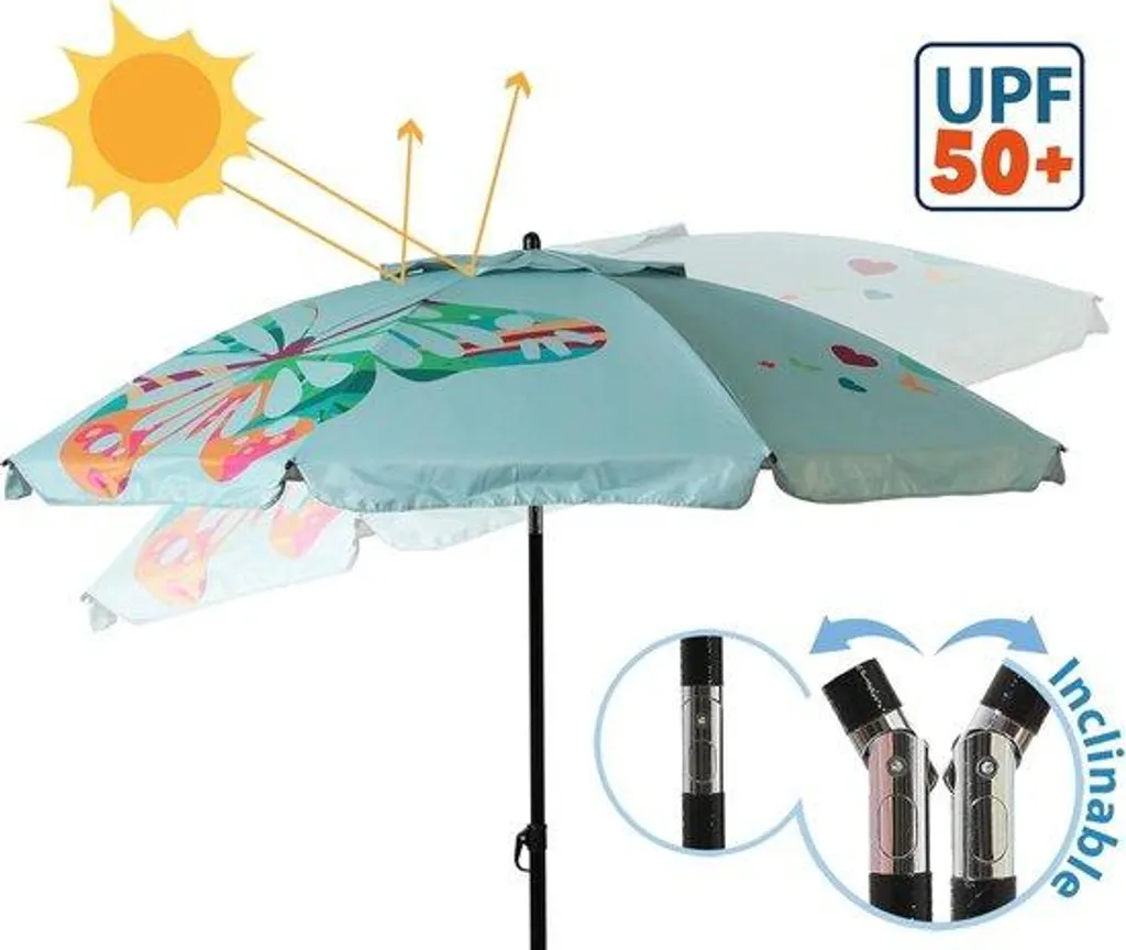 Parasol inclinable 30° kaki 270 cm résistant au vent et imperméable 50+