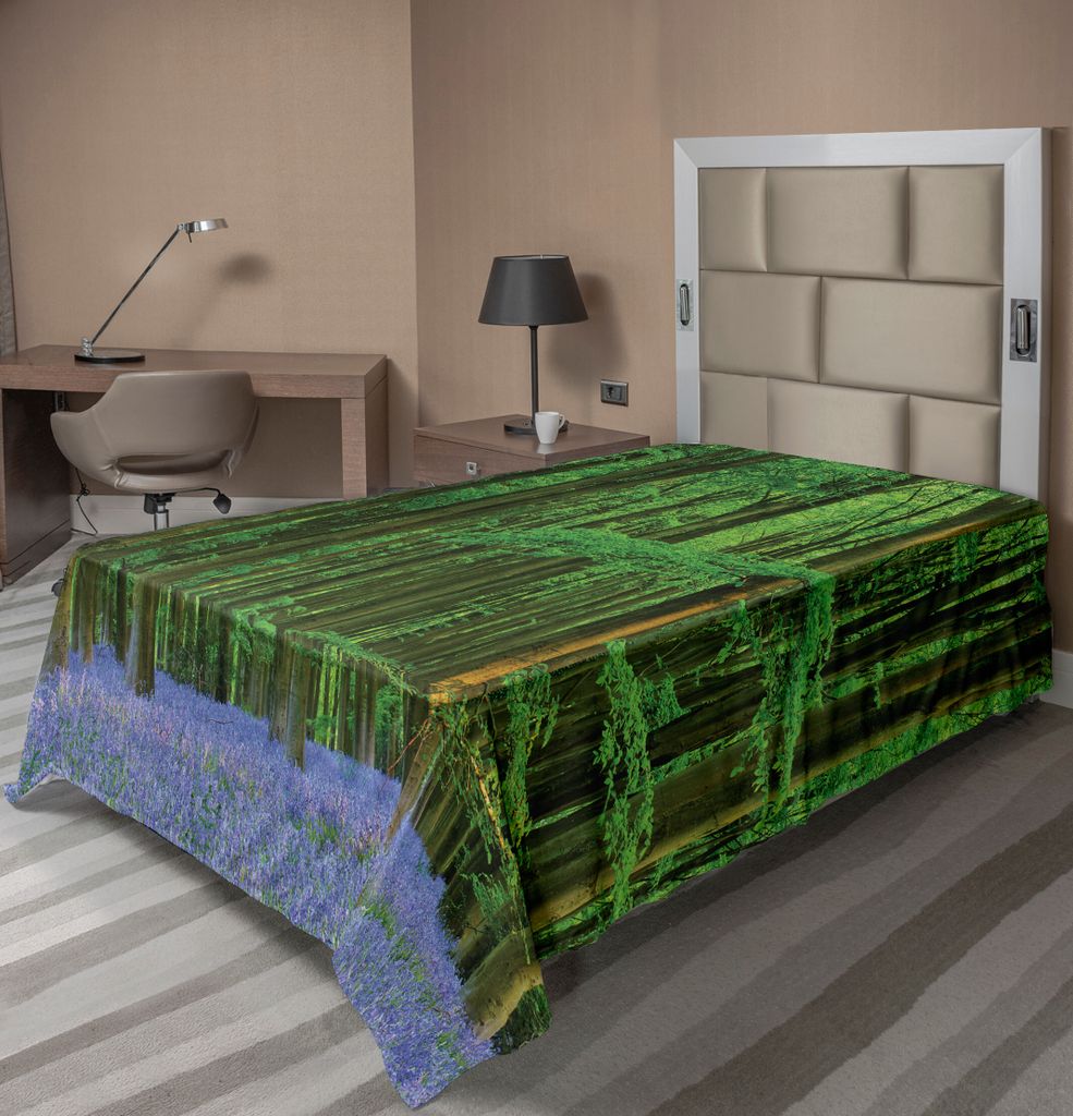 ABAKUHAUS Wald Bettlaken, Frühlings-Sonnenschein in einem Bluebell-Holz-Sommer-Traumurlaubsreise-Bestimmungsort, weiches bequemes oberes Bettlaken...