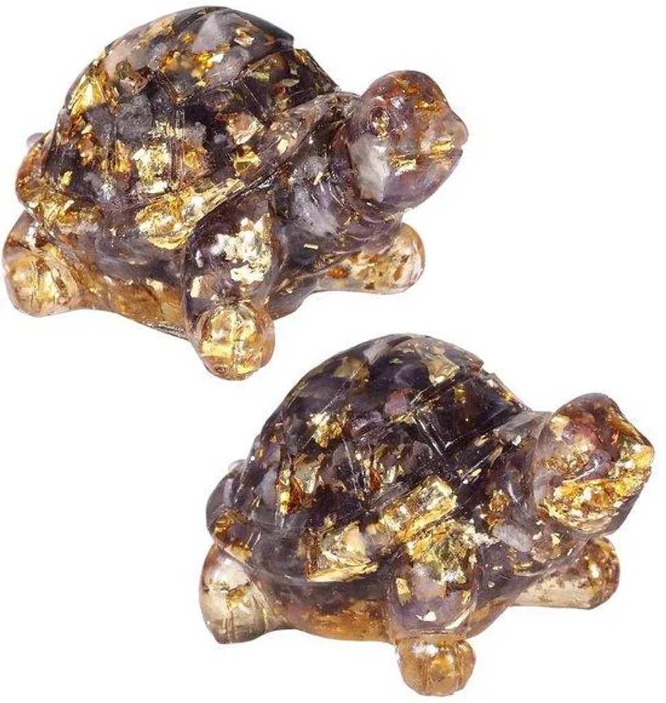 Figurine Tortue en Cristal d'Améthyste Naturelle et Résine Feng Shui