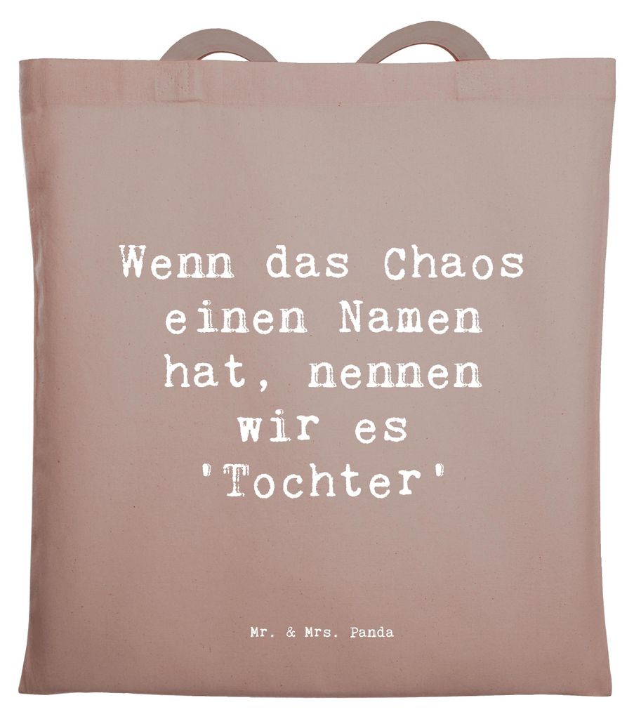 Mr. & Mrs. Panda Jutetasche Spruch Chaos Tochter - Braun Pastell - Geschenk, Eltern, Tasche, Familienleben, Geburtstage, Jubiläen, Freude, Persona...
