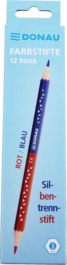 Farbstifte Silbenstifte DONAU, - rot/blau, Dünnkern Mine, 12 Stück