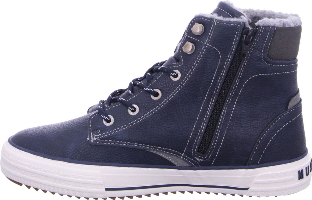 MUSTANG Herren High Top Sneaker – Mit Seitlichem Reißverschluss, Blau, EU 43, Aus Kunstleder, Weiches Innenfutter