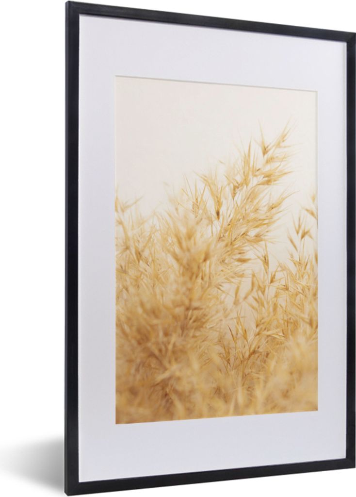 MuchoWow Gerahmtes Poster Pampasgras - Sonne - Gras 40x60 cm - Poster mit Schwarzem Bilderrahmen Wandposter Rahmen Foto Bilder - Poster in Rahmen