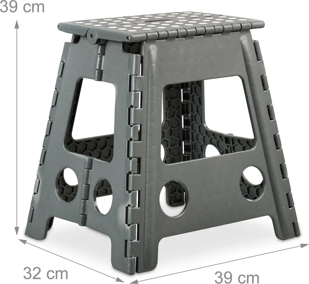 Tabouret Pliant d'Appoint XL Gris Clair Relaxdays - Ensemble de 10