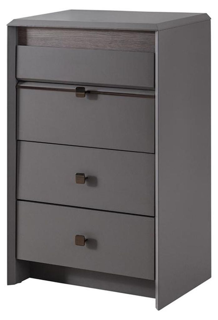 Exklusive Graue Kommode 4x Schubladen Schlafzimmer Holz Möbel