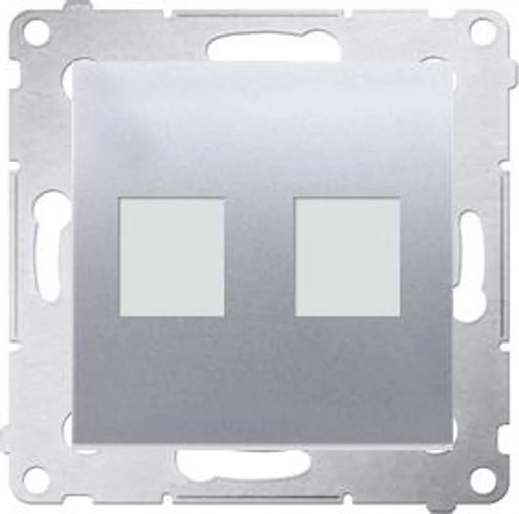 Cache-prise 2x RJ45/RJ12 Simon 54 Premium Silver Argenté pour Réseau