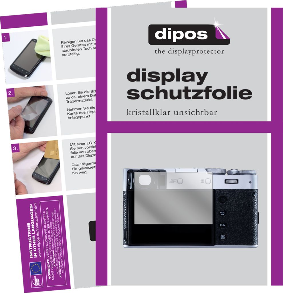 1x Schutzfolie für Fujifilm X100V klar Displayschutzfolie Folie Display Schutz dipos