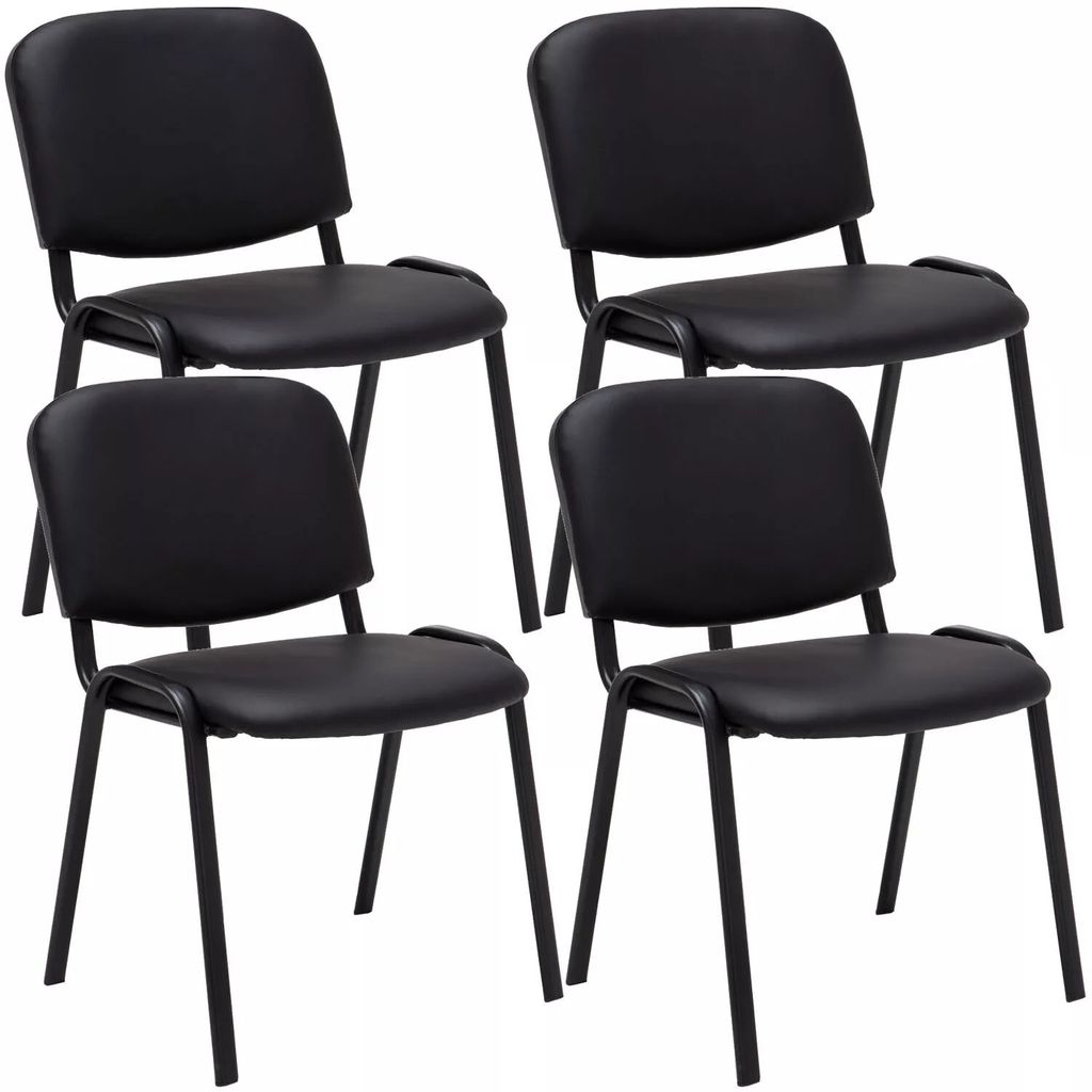 In And OutdoorMatch Besucherstühle Sidney - Schwarz - 4er-Set - Kunstleder - Metall mattschwarz - 53 x 53 x 83 cm - stapelbar - Sitz gepolstert
