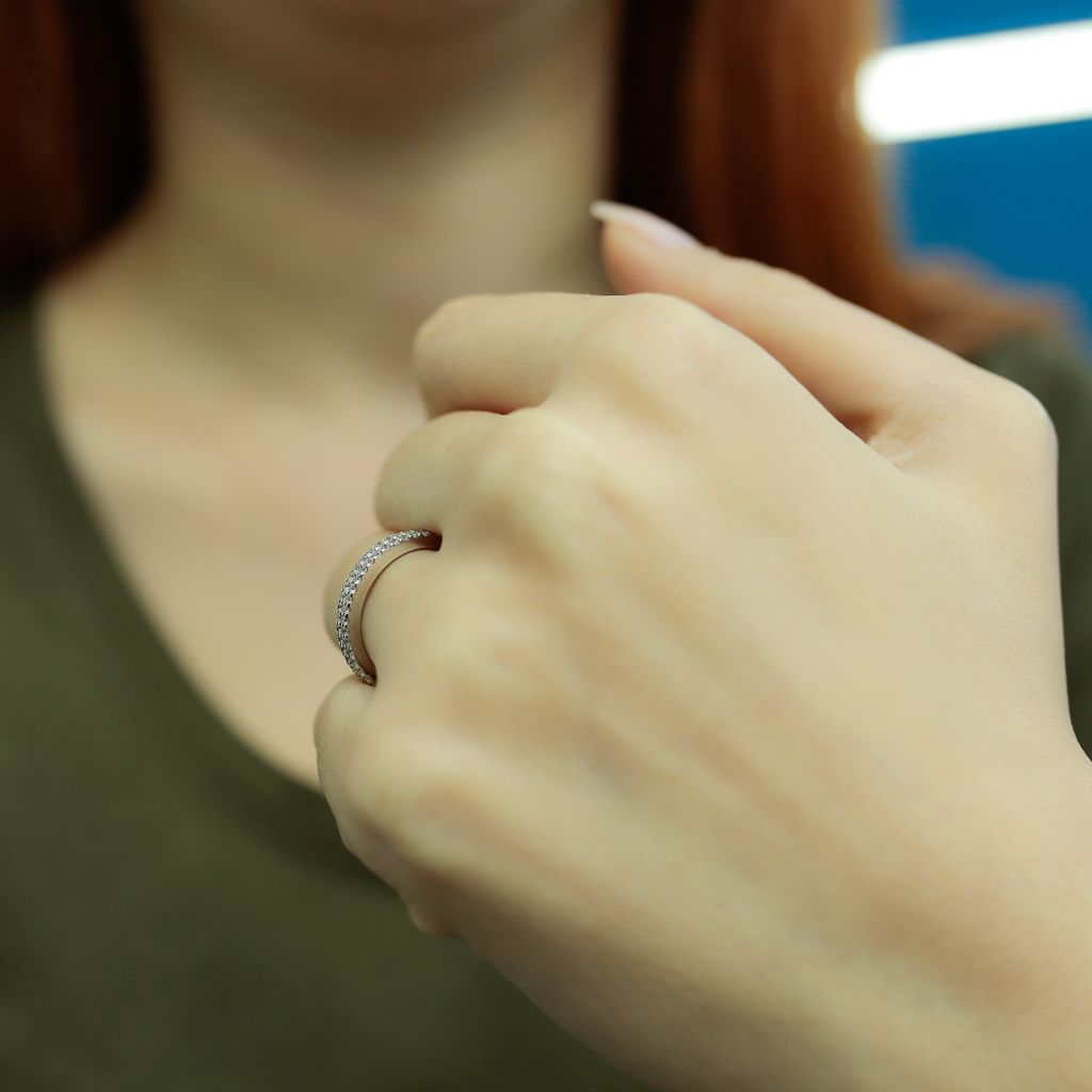 0,42 Carat Diamant halbrund Memoire Ring 14 Karat Weißgold - 60 (19,10 mm)