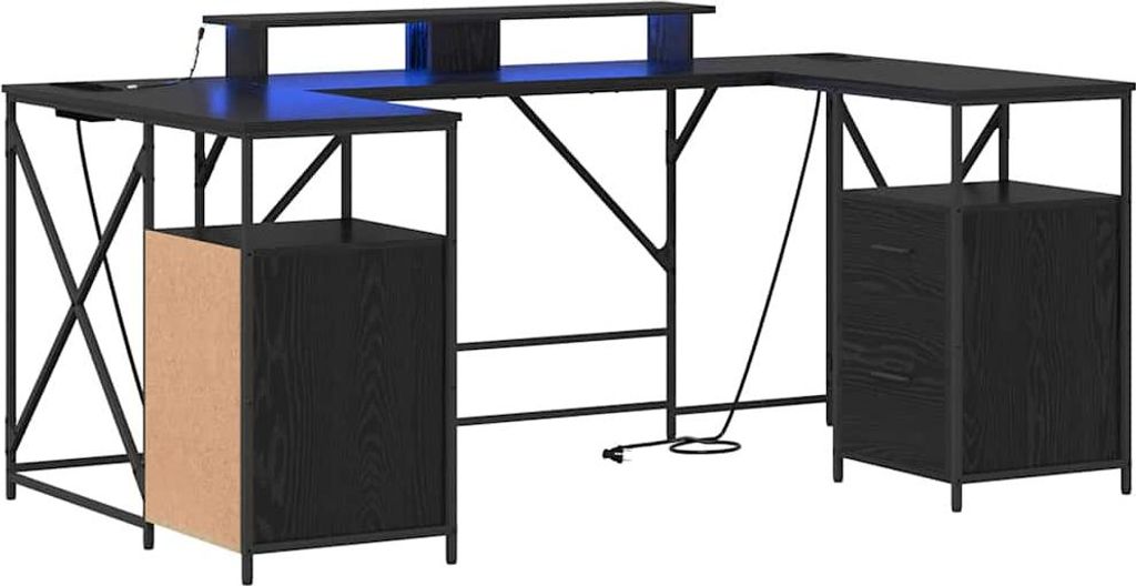 Schreibtisch mit Regal Schwarz Eichen-Optik 182 x 101 x 87,5 cm