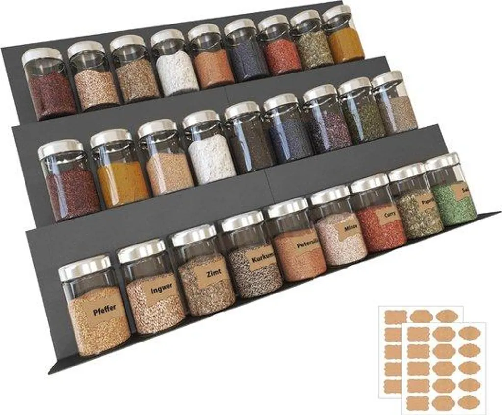Étagère à épices extensible 6 éléments avec tiroir de rangement chic