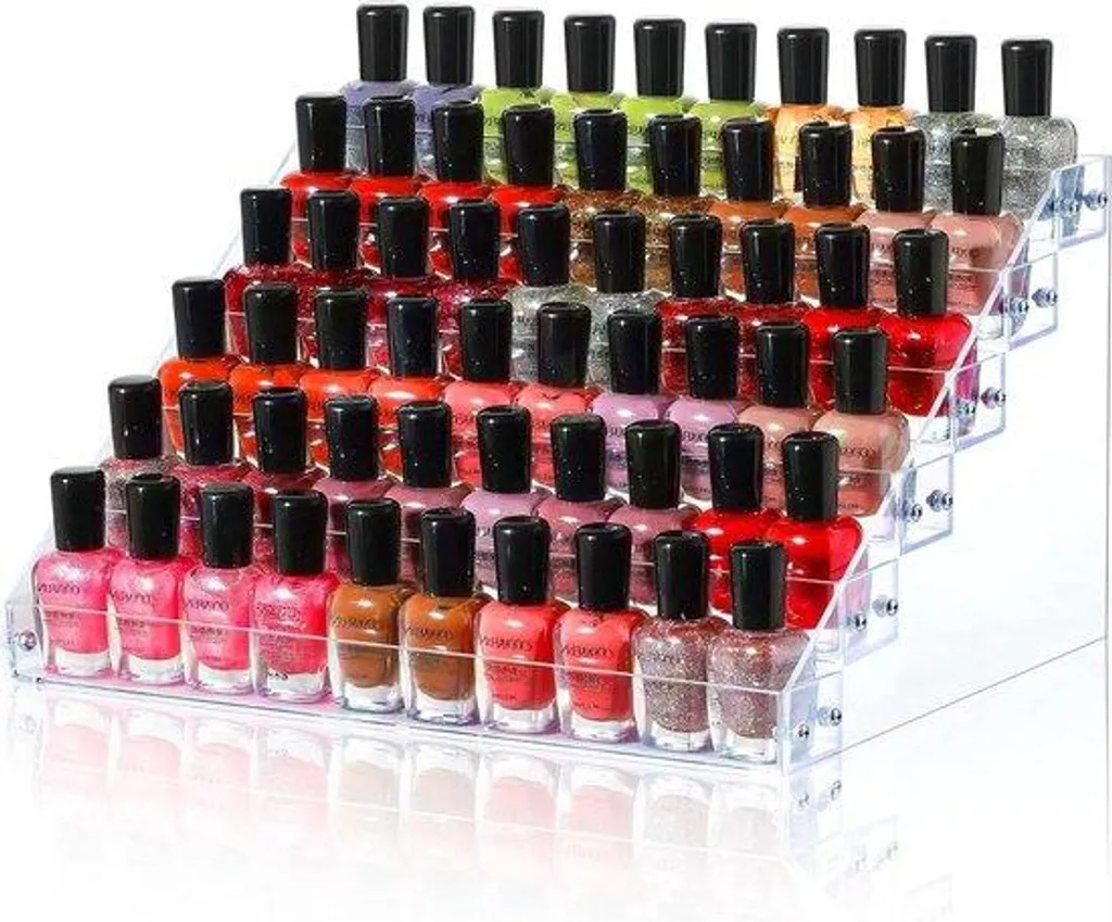 Range-vernis à ongles à 6 étages en acrylique transparent universel