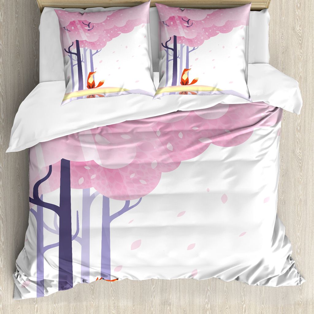 ABAKUHAUS Fuchs Bettbezug, Frühlings-Rosa Sakura Idylle, Milbensicher Allergiker geeignet mit Kissenbezügen, 200 cm x 200 cm - 80 x 80 cm, Pale P...