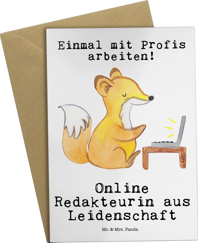 Mr. & Mrs. Panda Beileidskarte Online Redakteurin Leidenschaft - Weiß - Geschenk, Grußkarte, hochzeitskarten, Grußkarten, weihnachtskarten, oste...