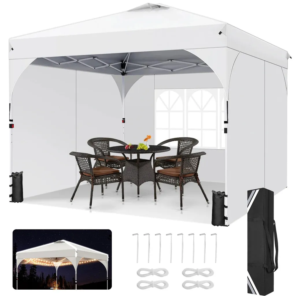 Pavillon design éphémère blanc anti-UV pour réception 3x3m structure acier