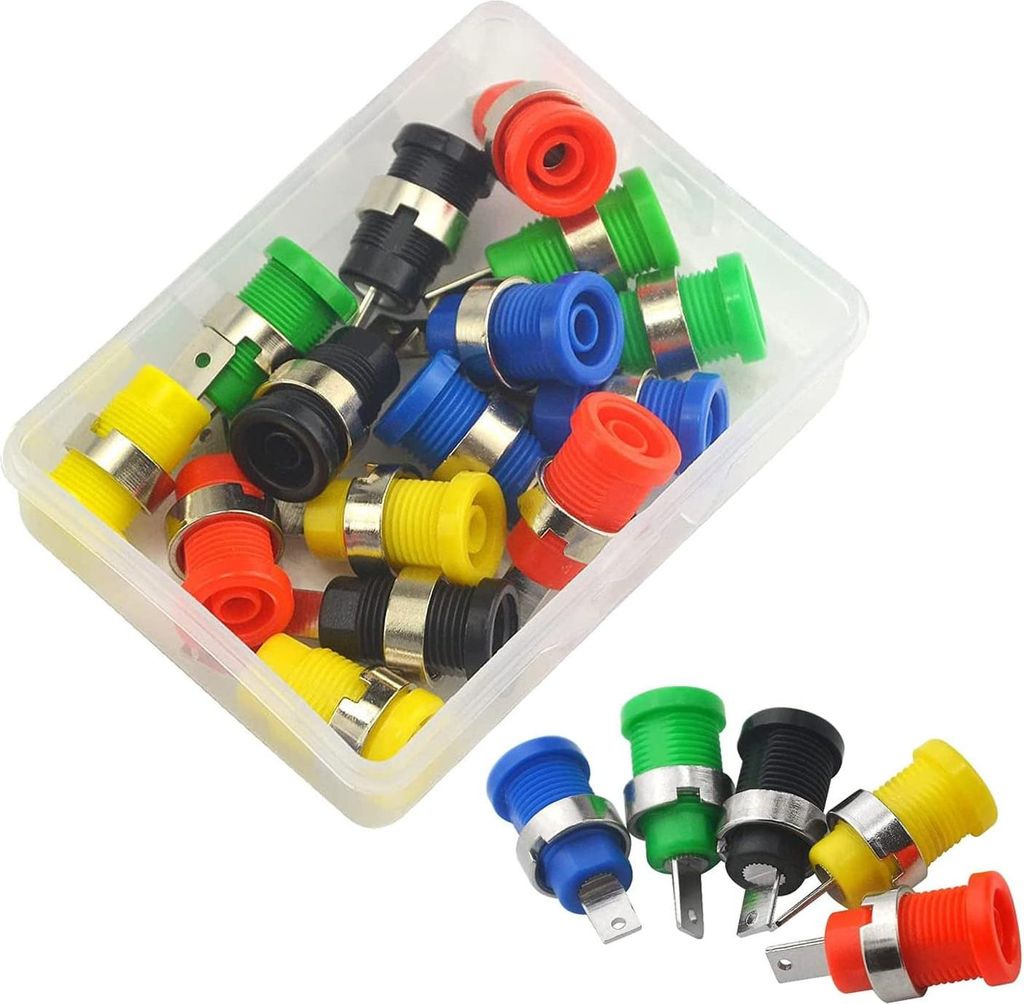 15 Stück 4 mm Bananenbuchsen für Paneelmontage - Testpunkte - Bananenstecker - Lautsprecherstecker - 40 mm Sicherheitsbuchsen für Schaltpaneelmo...