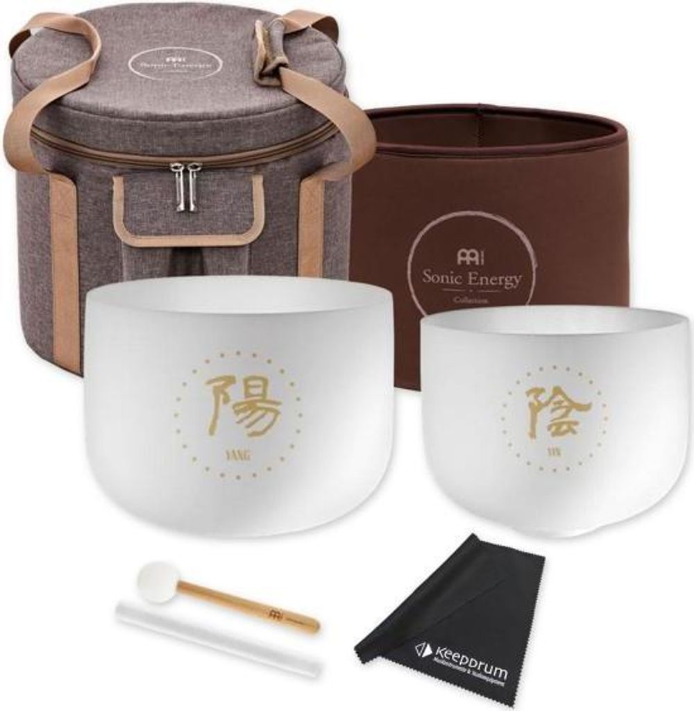 Meinl Sonic Energy Quarz-Klangschalen Set Yin Yang mit Tuch