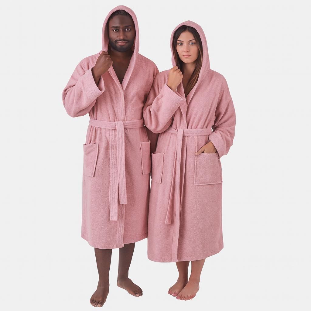 Betz Bademantel Frottee mit Kapuze für Herren und Damen Berlin 100% Baumwolle Saunabademantel - langer Bademantel - Saunamantel Größe - S/M - lotus