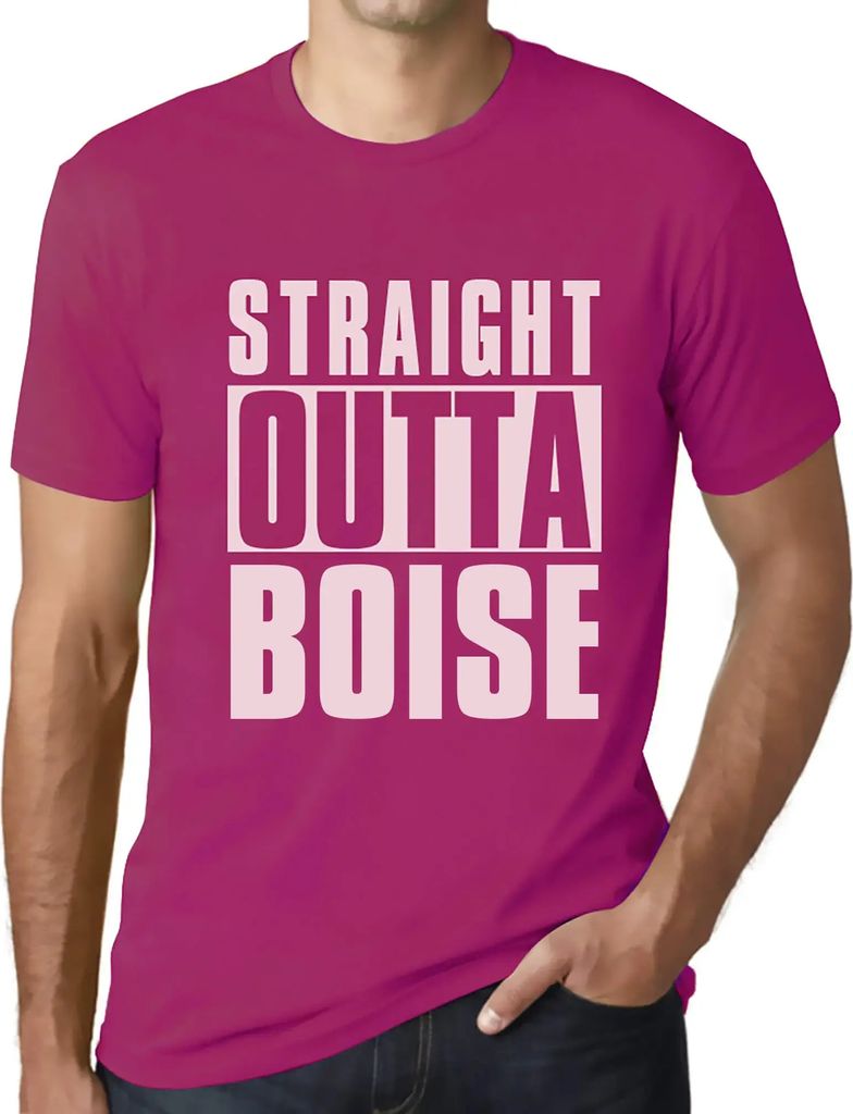 Herren Grafik T-Shirt Straight Outta Boise Öko-Verantwortlich Vintage Jahrgang Kurzarm Lustige Druck Geburtstag Geschenk Mann