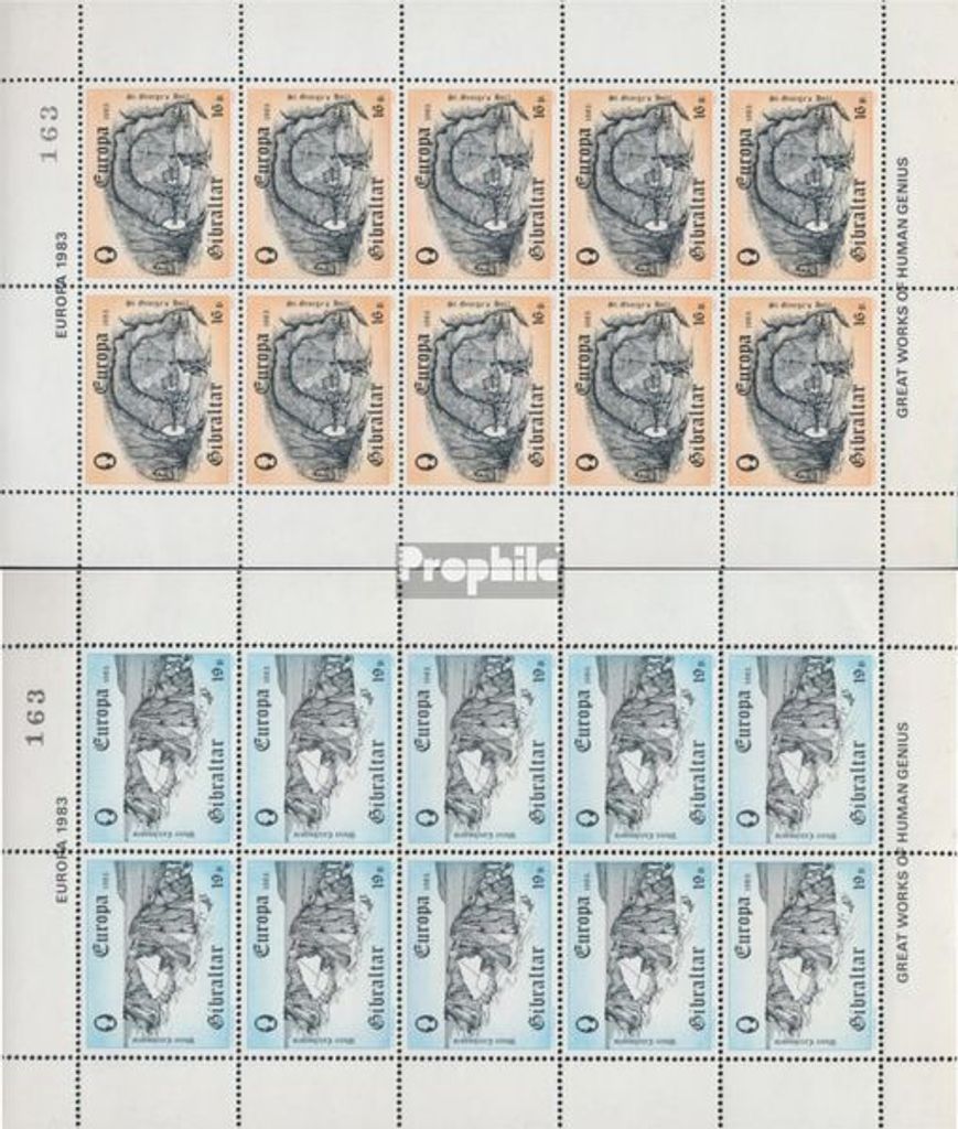 Briefmarken Gibraltar 1983 Mi 463Klb-464Klb Kleinbogen Produktbild 