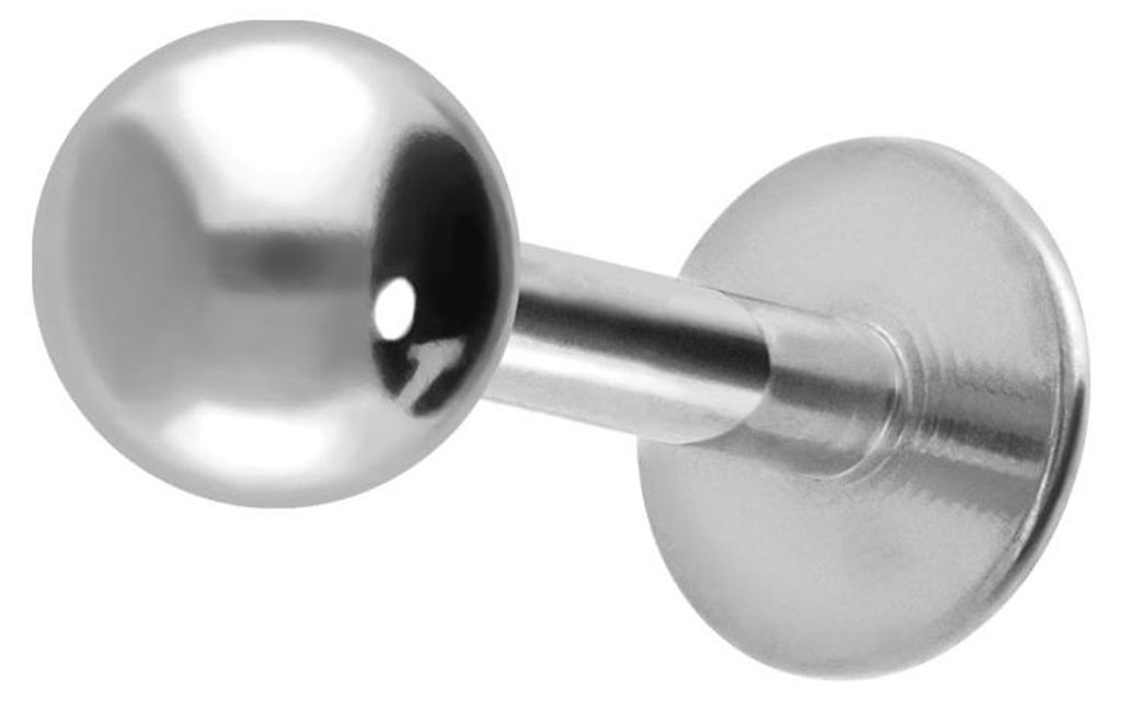Ohrpiercing, Nasenpiercing Titan Labret ABGERUNDETE PLATTE Silber Stablänge: 7mm