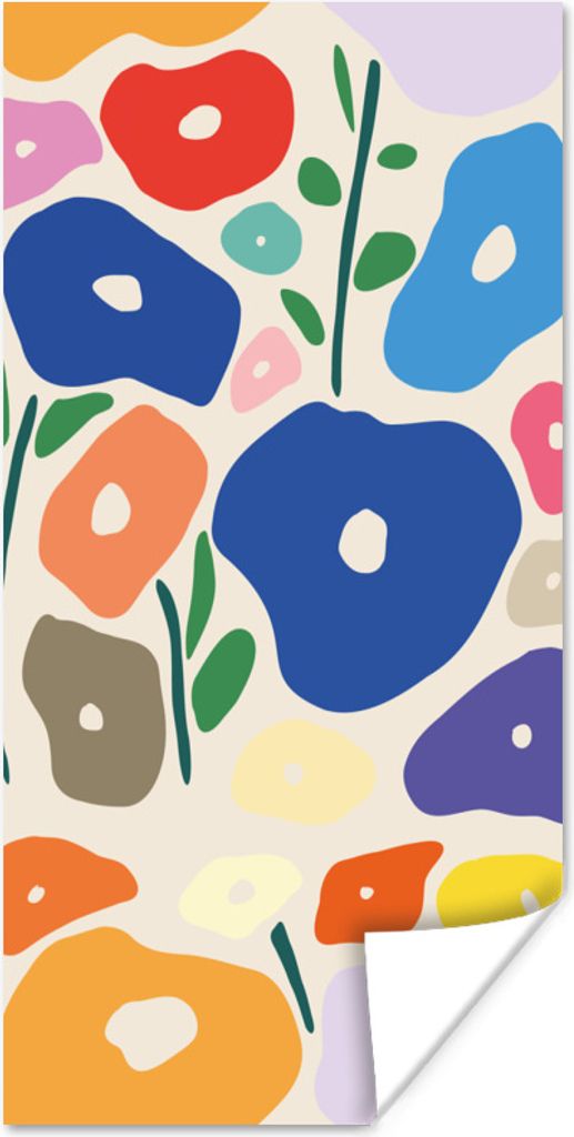MuchoWow Poster Blume - Abstrakt - Blätter 75x150 cm - Dekoration für die Wände