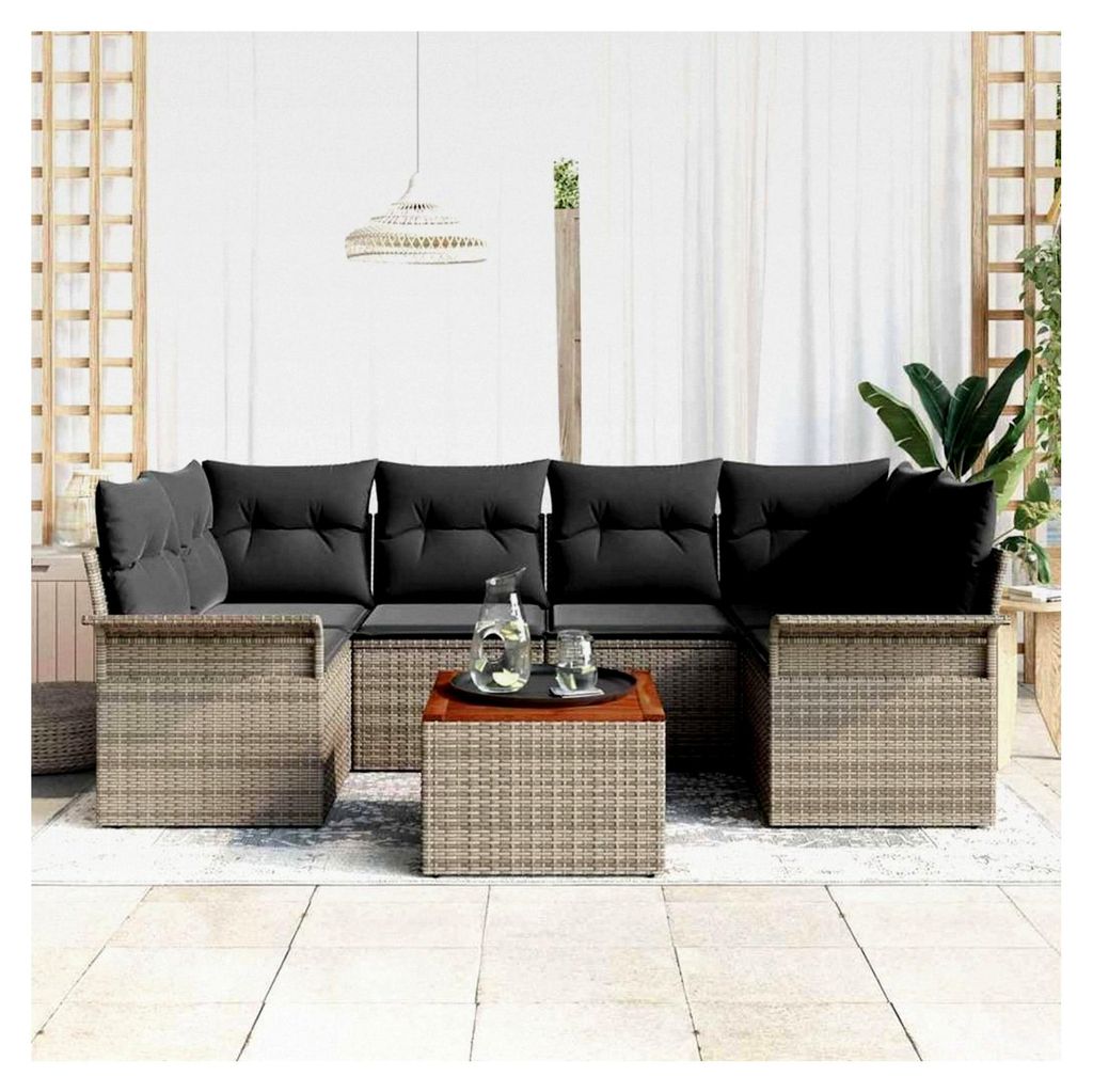 Gartensofa aus Polyrattan mit integriertem Stauraum und Schaumstoffkissen, modernes Möbel für die Terrasse mit robuster Struktur und minimalistis...
