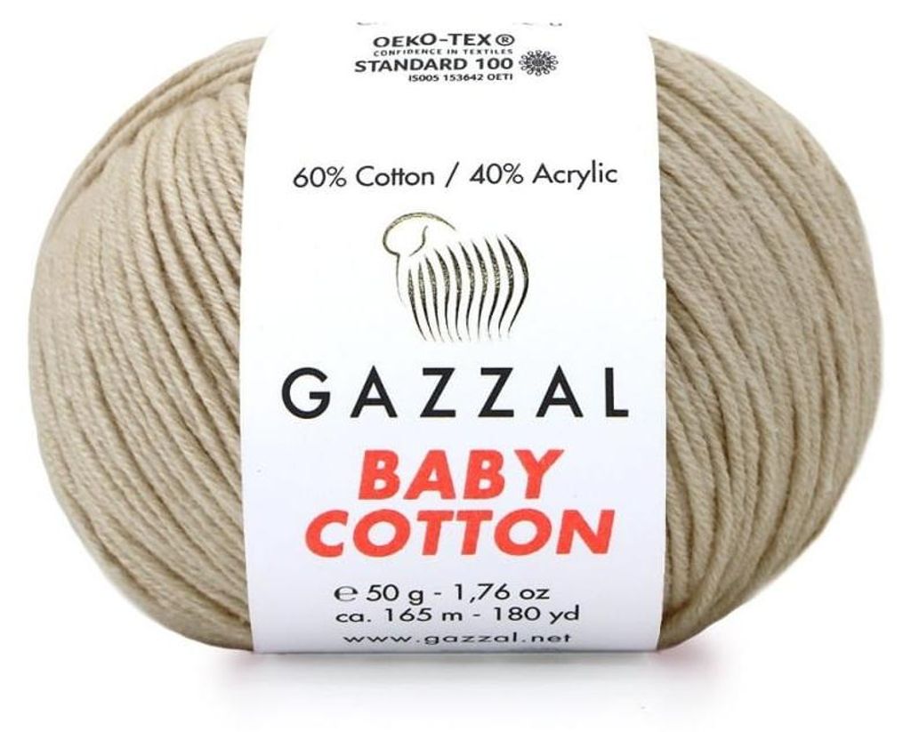 Wolle Gazzal Baby Baumwolle 3446 - beige - Stricken & Produktbild 