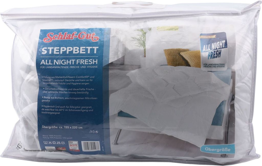 Steppdecke Steppbett Bettdecke 155x220 ALL night fresh allergiker geeignet