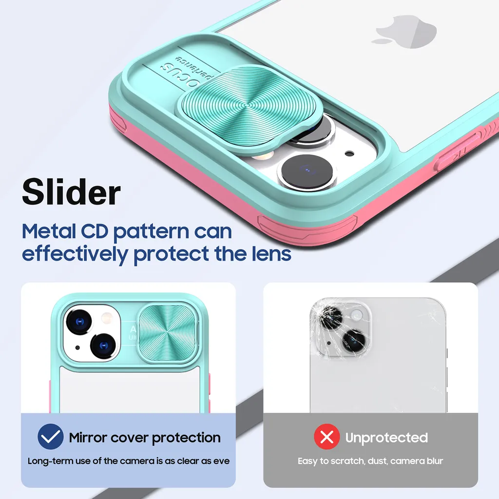 Cover Ibrida iPhone 14/13 con Slider Camera: Antiurto e Trasparente - 5