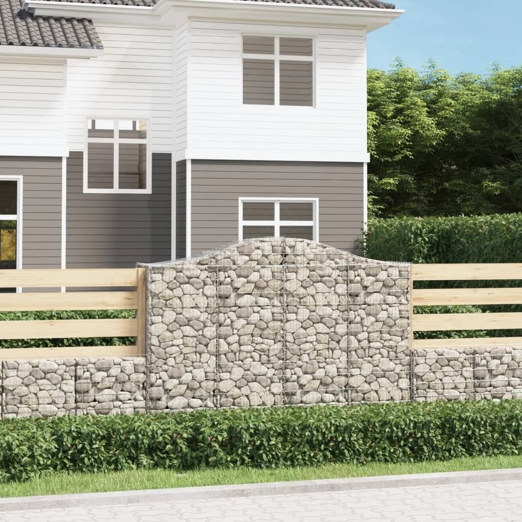 The Living Store Gabionen mit Hochbogen 14Stk. 200x50x140/160cm Verzinktes Eisen