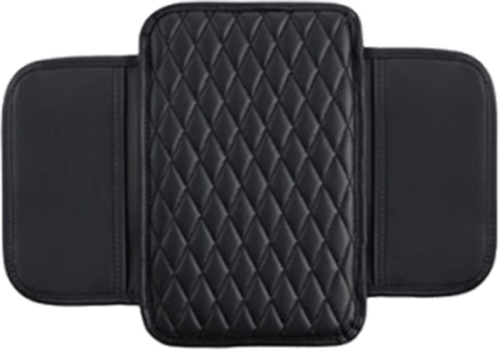 Auto-Armlehnenmatte, Leder-Armlehnenbezug-Kissen mit seitlichen Aufbewahrungstaschen, Auto-Mittelkonsolen-Abdeckung, Auto-Innenausstattungszubehör...