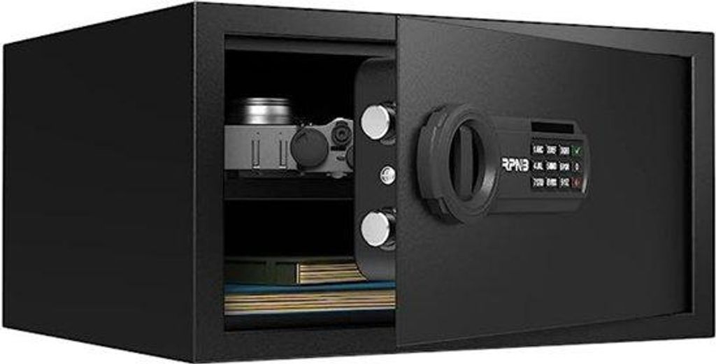 Elektrische Brandwerende Kluis mit Ziffernschloss & Schlüssel, 28L Lagerung, großes Design, Schwarz
