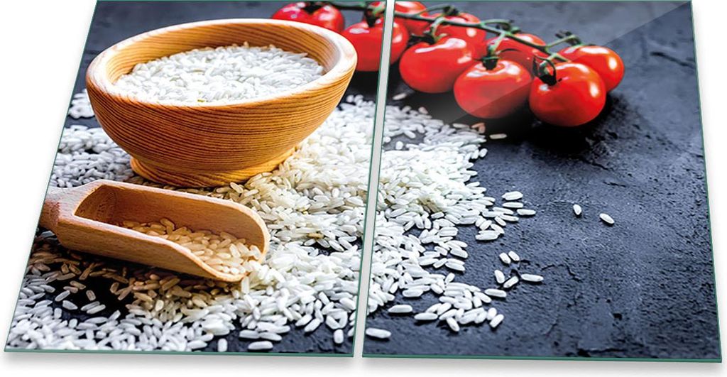 Herdabdeckplatten Glaskeramik Spritzschutz Glas Universal 2-Teilig 2x40x52 Essen Rot