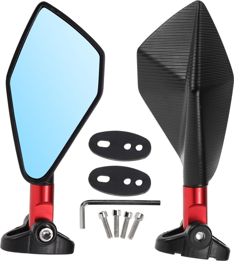 1 Satz Universal Motorrad Rückspiegel Einstellbare Lenkerenden Seitenspiegel Halterung M6 Schwarz Rot Aluminiumlegierung Aluminium Prismatische Form