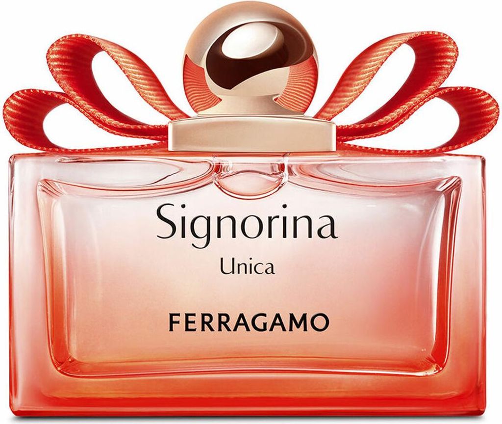 A bottle of Salvatore Ferragamo Signorina Unica Eau de Parfum.