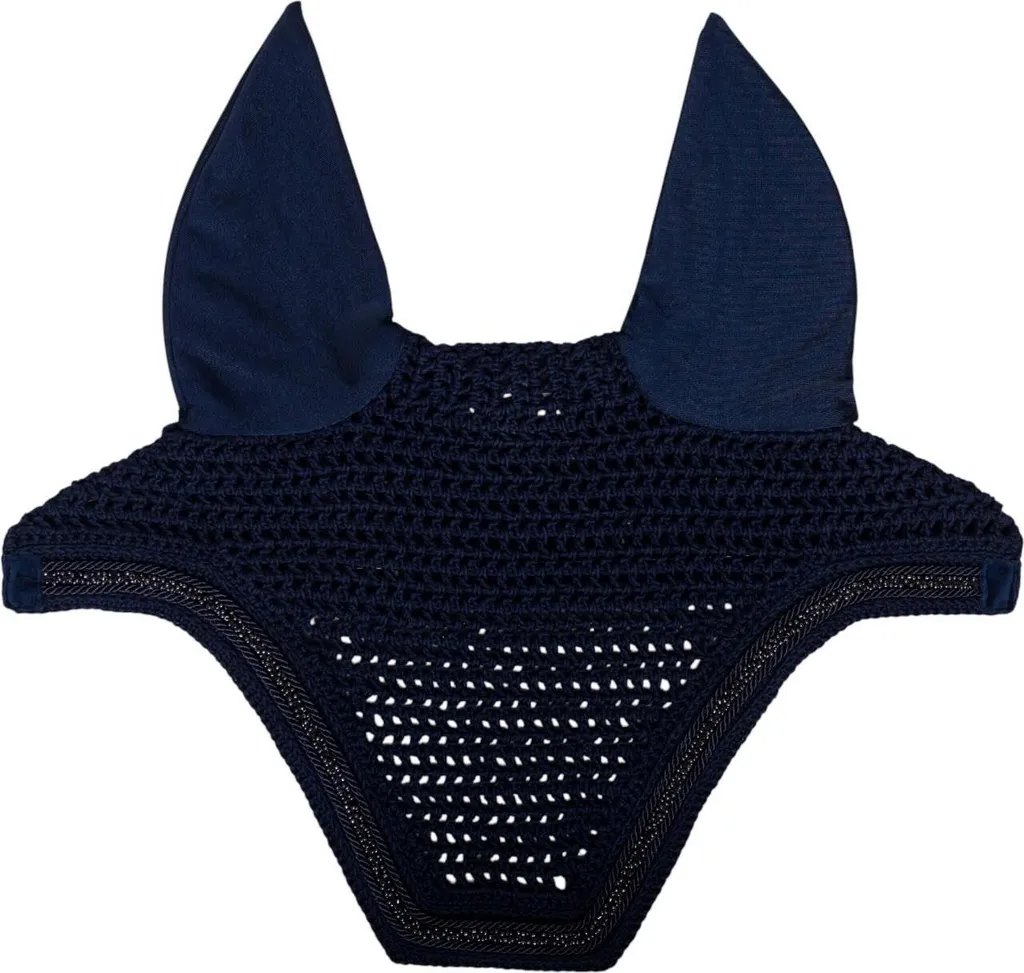 Bonnet anti-bruit et mouches Wellington Velvet Kentucky Navy Mini Pearls